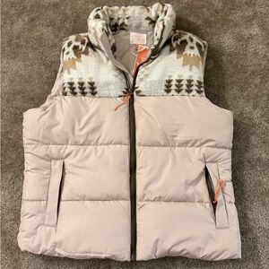 Women's Beige and Brown Patterned Vest